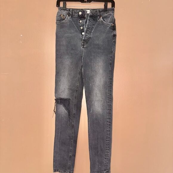 We The Free Free People Black Washed Distressed Denim Jeans - Size 26 - Picture 6 of 10